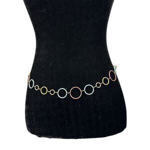 Vintage 90s Spice Girls Metal Pastel Circle Boho Hippie Chain Belt One Size